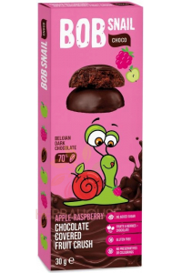 Bob Snail Choco Ovocná pochoutka v čokoládě bez přidaného cukru - jablko, malina (30g) Obrázek pro Bob Snail Choco Ovocná pochoutka v čokoládě bez přidaného cukru - jablko, malina (30g)