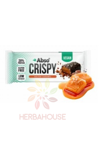 Abso Vegan Crispy Bezlepková proteinová tyčinka máčená v hořké čokoládě se sladidly - slaný karamel (50g) Obrázek pro Abso Vegan Crispy Bezlepková proteinová tyčinka máčená v hořké čokoládě se sladidly - slaný karamel (50g)