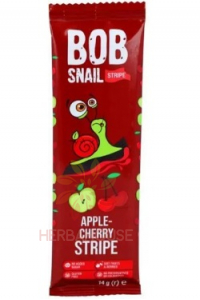 Eco Snack Bob Snail Stripe Ovocný plátek jablko, višeň (14g) Obrázek pro Eco Snack Bob Snail Stripe Ovocný plátek jablko, višeň (14g)